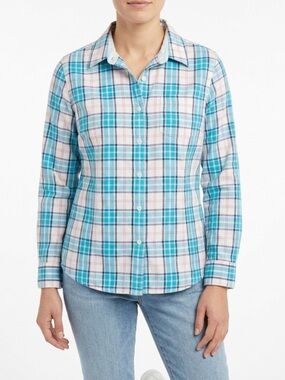 L.L. Bean Plaid Button‑Up Shirt – Size M | Cottagecore Campcore Outdoor Prep |